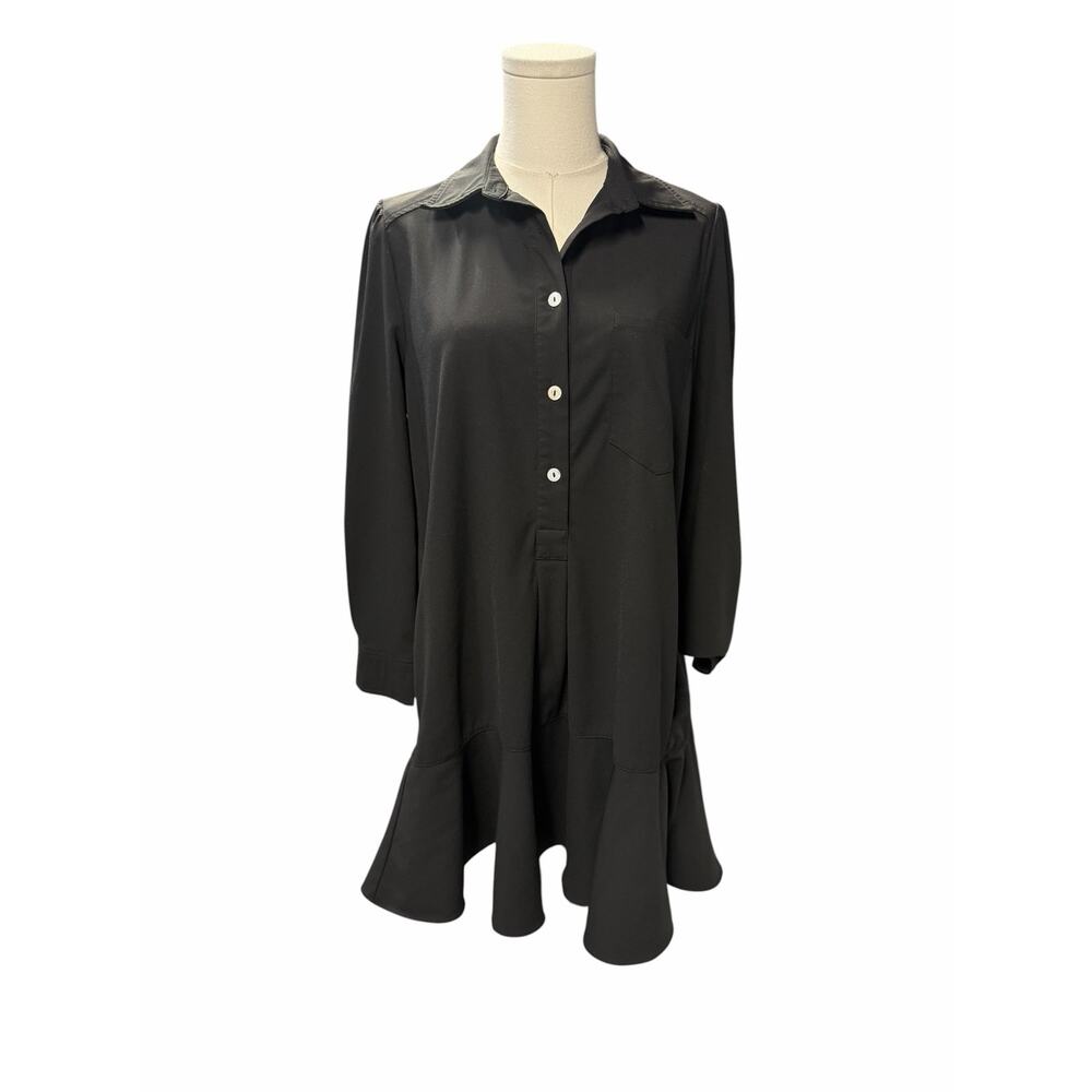 Tuckernuck Pomander Place Black Crepe Callahan Shirt Dress - Picture 4 of 8